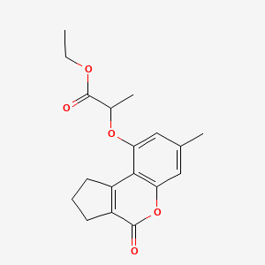 molecular formula C18H20O5 B11154042 Ethyl 2-[(7-methyl-4-oxo-1,2,3,4-tetrahydrocyclopenta[c]chromen-9-yl)oxy]propanoate 