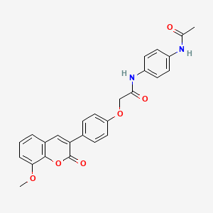 molecular formula C26H22N2O6 B11154085 N-[4-(acetylamino)phenyl]-2-[4-(8-methoxy-2-oxo-2H-chromen-3-yl)phenoxy]acetamide 