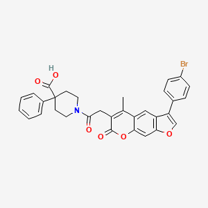 1-{[3-(4-bromophenyl)-5-methyl-7-oxo-7H-furo[3,2-g]chromen-6-yl]acetyl}-4-phenyl-4-piperidinecarboxylic acid