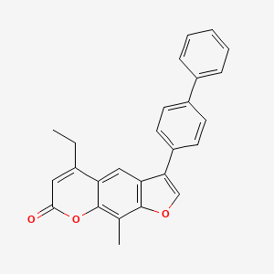 molecular formula C26H20O3 B11154136 3-(4-biphenylyl)-5-ethyl-9-methyl-7H-furo[3,2-g]chromen-7-one 