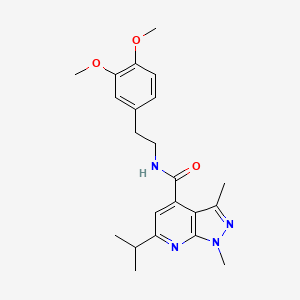 molecular formula C22H28N4O3 B11154157 N~4~-(3,4-dimethoxyphenethyl)-6-isopropyl-1,3-dimethyl-1H-pyrazolo[3,4-b]pyridine-4-carboxamide 