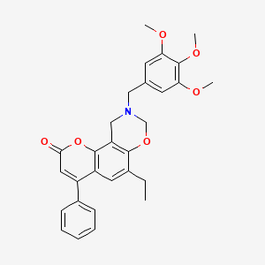 6-ethyl-4-phenyl-9-(3,4,5-trimethoxybenzyl)-9,10-dihydro-2H,8H-chromeno[8,7-e][1,3]oxazin-2-one