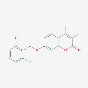 molecular formula C18H14ClFO3 B11154180 7-[(2-chloro-6-fluorobenzyl)oxy]-3,4-dimethyl-2H-chromen-2-one 