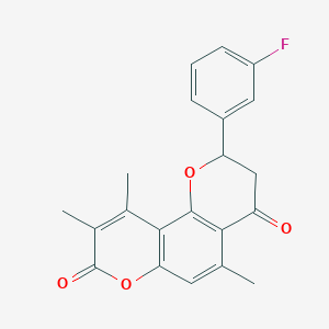 molecular formula C21H17FO4 B11154254 2-(3-fluorophenyl)-5,9,10-trimethyl-2,3-dihydro-4H,8H-pyrano[2,3-f]chromene-4,8-dione 