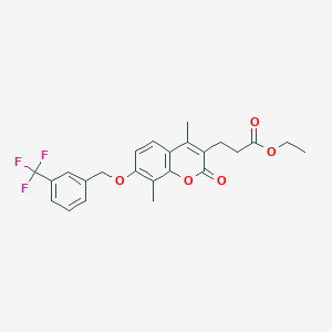 molecular formula C24H23F3O5 B11154282 ethyl 3-(4,8-dimethyl-2-oxo-7-{[3-(trifluoromethyl)benzyl]oxy}-2H-chromen-3-yl)propanoate 