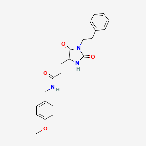 molecular formula C22H25N3O4 B11154299 3-[2,5-dioxo-1-(2-phenylethyl)imidazolidin-4-yl]-N-(4-methoxybenzyl)propanamide 