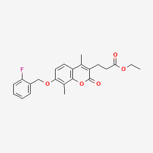 molecular formula C23H23FO5 B11154357 ethyl 3-{7-[(2-fluorobenzyl)oxy]-4,8-dimethyl-2-oxo-2H-chromen-3-yl}propanoate 