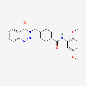 molecular formula C23H26N4O4 B11154368 trans-N-(2,5-dimethoxyphenyl)-4-[(4-oxo-1,2,3-benzotriazin-3(4H)-yl)methyl]cyclohexanecarboxamide 