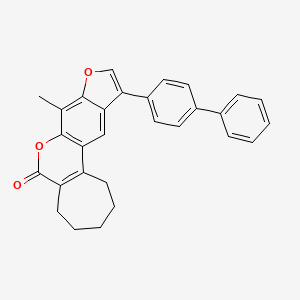 molecular formula C29H24O3 B11154456 11-(4-biphenylyl)-8-methyl-2,3,4,5-tetrahydrocyclohepta[c]furo[3,2-g]chromen-6(1H)-one 