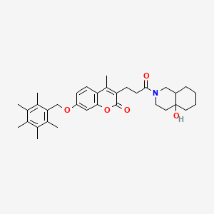 molecular formula C34H43NO5 B11154473 3-[3-(4a-hydroxyoctahydroisoquinolin-2(1H)-yl)-3-oxopropyl]-4-methyl-7-[(pentamethylbenzyl)oxy]-2H-chromen-2-one 