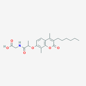 molecular formula C22H29NO6 B11154480 N-{2-[(3-hexyl-4,8-dimethyl-2-oxo-2H-chromen-7-yl)oxy]propanoyl}glycine 