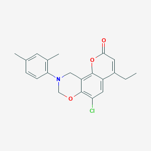 6-chloro-9-(2,4-dimethylphenyl)-4-ethyl-9,10-dihydro-2H,8H-chromeno[8,7-e][1,3]oxazin-2-one