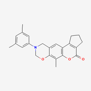 molecular formula C23H23NO3 B11154523 9-(3,5-dimethylphenyl)-6-methyl-2,3,9,10-tetrahydro-8H-cyclopenta[3,4]chromeno[6,7-e][1,3]oxazin-4(1H)-one 