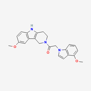 molecular formula C23H23N3O3 B11154524 2-(4-methoxy-1H-indol-1-yl)-1-(8-methoxy-1,3,4,5-tetrahydro-2H-pyrido[4,3-b]indol-2-yl)ethanone 