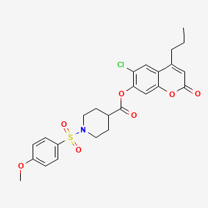 6-chloro-2-oxo-4-propyl-2H-chromen-7-yl 1-[(4-methoxyphenyl)sulfonyl]-4-piperidinecarboxylate