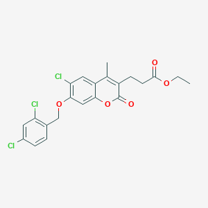 molecular formula C22H19Cl3O5 B11154544 ethyl 3-{6-chloro-7-[(2,4-dichlorobenzyl)oxy]-4-methyl-2-oxo-2H-chromen-3-yl}propanoate 