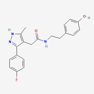 2-[3-(4-fluorophenyl)-5-methyl-1H-pyrazol-4-yl]-N-[2-(4-hydroxyphenyl)ethyl]acetamide