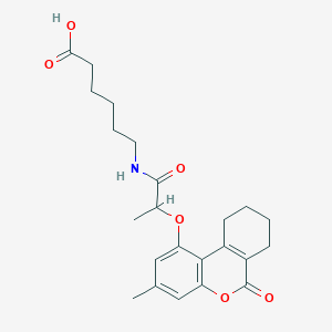 6-({2-[(3-methyl-6-oxo-7,8,9,10-tetrahydro-6H-benzo[c]chromen-1-yl)oxy]propanoyl}amino)hexanoic acid