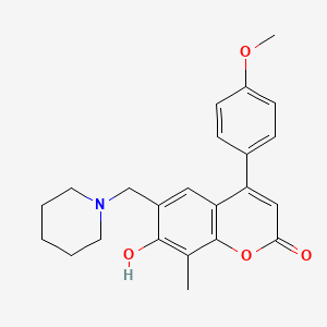 molecular formula C23H25NO4 B11154730 7-hydroxy-4-(4-methoxyphenyl)-8-methyl-6-(piperidinomethyl)-2H-chromen-2-one 