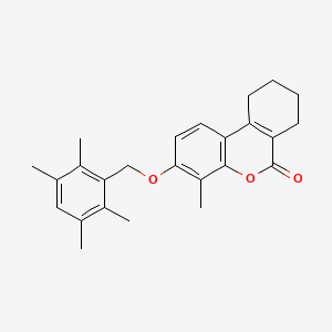 molecular formula C25H28O3 B11154736 4-methyl-3-[(2,3,5,6-tetramethylbenzyl)oxy]-7,8,9,10-tetrahydro-6H-benzo[c]chromen-6-one 