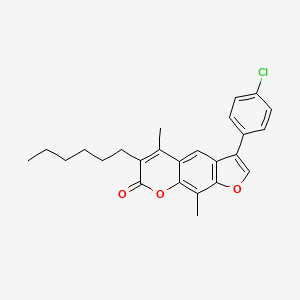 molecular formula C25H25ClO3 B11154747 3-(4-chlorophenyl)-6-hexyl-5,9-dimethyl-7H-furo[3,2-g]chromen-7-one 