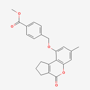 molecular formula C22H20O5 B11154753 Methyl 4-{[(7-methyl-4-oxo-1,2,3,4-tetrahydrocyclopenta[c]chromen-9-yl)oxy]methyl}benzoate 