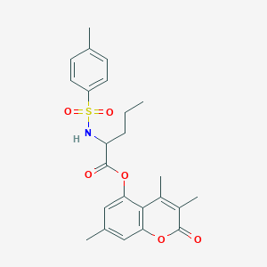 molecular formula C24H27NO6S B11154805 (3,4,7-trimethyl-2-oxochromen-5-yl) 2-[(4-methylphenyl)sulfonylamino]pentanoate 