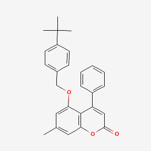 molecular formula C27H26O3 B11154822 5-[(4-tert-butylphenyl)methoxy]-7-methyl-4-phenyl-2H-chromen-2-one 