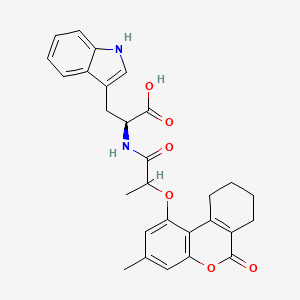 molecular formula C28H28N2O6 B11154928 N-{2-[(3-methyl-6-oxo-7,8,9,10-tetrahydro-6H-benzo[c]chromen-1-yl)oxy]propanoyl}-L-tryptophan 