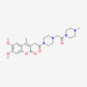 6,7-dimethoxy-4-methyl-3-(2-{4-[2-(4-methylpiperazin-1-yl)-2-oxoethyl]piperazin-1-yl}-2-oxoethyl)-2H-chromen-2-one