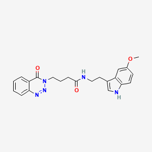 molecular formula C22H23N5O3 B11155077 N-[2-(5-methoxy-1H-indol-3-yl)ethyl]-4-(4-oxo-1,2,3-benzotriazin-3(4H)-yl)butanamide 