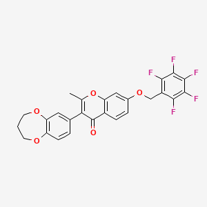 molecular formula C26H17F5O5 B11155080 3-(3,4-dihydro-2H-1,5-benzodioxepin-7-yl)-2-methyl-7-[(pentafluorobenzyl)oxy]-4H-chromen-4-one 