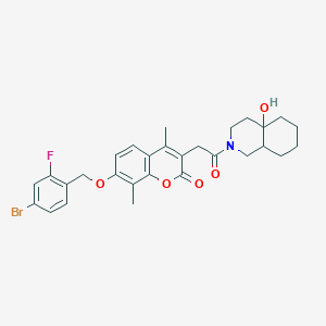 molecular formula C29H31BrFNO5 B11155081 7-((4-bromo-2-fluorobenzyl)oxy)-3-(2-(4a-hydroxyoctahydroisoquinolin-2(1H)-yl)-2-oxoethyl)-4,8-dimethyl-2H-chromen-2-one 