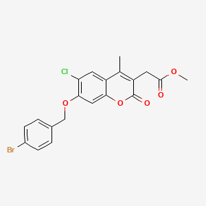 molecular formula C20H16BrClO5 B11155083 methyl {7-[(4-bromobenzyl)oxy]-6-chloro-4-methyl-2-oxo-2H-chromen-3-yl}acetate 