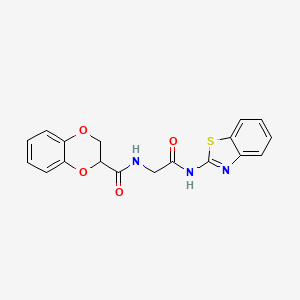 molecular formula C18H15N3O4S B11155115 N~2~-[2-(1,3-benzothiazol-2-ylamino)-2-oxoethyl]-2,3-dihydro-1,4-benzodioxine-2-carboxamide 