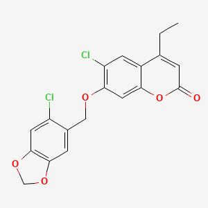 6-chloro-7-[(6-chloro-2H-1,3-benzodioxol-5-yl)methoxy]-4-ethyl-2H-chromen-2-one