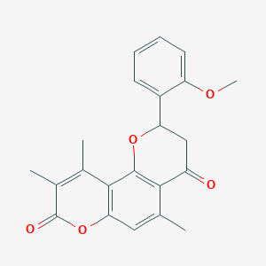 molecular formula C22H20O5 B11155150 2-(2-methoxyphenyl)-5,9,10-trimethyl-2,3-dihydro-4H,8H-pyrano[2,3-f]chromene-4,8-dione 