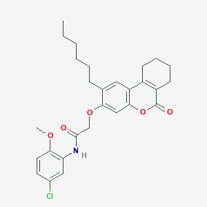 N-(5-chloro-2-methoxyphenyl)-2-[(2-hexyl-6-oxo-7,8,9,10-tetrahydro-6H-benzo[c]chromen-3-yl)oxy]acetamide