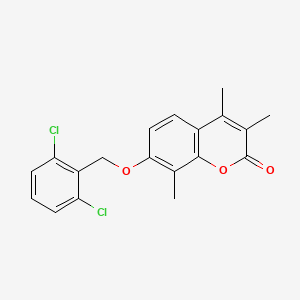 molecular formula C19H16Cl2O3 B11155160 7-[(2,6-dichlorobenzyl)oxy]-3,4,8-trimethyl-2H-chromen-2-one 