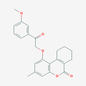 molecular formula C23H22O5 B11155162 1-[2-(3-methoxyphenyl)-2-oxoethoxy]-3-methyl-7,8,9,10-tetrahydro-6H-benzo[c]chromen-6-one 