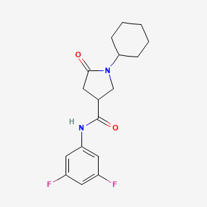 1-cyclohexyl-N-(3,5-difluorophenyl)-5-oxopyrrolidine-3-carboxamide