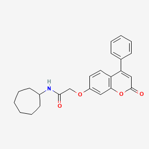 molecular formula C24H25NO4 B11155190 N-cycloheptyl-2-[(2-oxo-4-phenyl-2H-chromen-7-yl)oxy]acetamide 