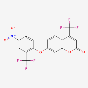 molecular formula C17H7F6NO5 B11155202 7-[4-nitro-2-(trifluoromethyl)phenoxy]-4-(trifluoromethyl)-2H-chromen-2-one 