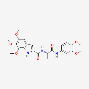 molecular formula C23H25N3O7 B11155230 N-[(2S)-1-(2,3-dihydro-1,4-benzodioxin-6-ylamino)-1-oxopropan-2-yl]-5,6,7-trimethoxy-1H-indole-2-carboxamide 