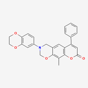 3-(2,3-dihydro-1,4-benzodioxin-6-yl)-10-methyl-6-phenyl-3,4-dihydro-2H,8H-chromeno[6,7-e][1,3]oxazin-8-one