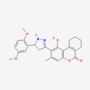 2-[5-(2,5-dimethoxyphenyl)-4,5-dihydro-1H-pyrazol-3-yl]-1-hydroxy-3-methyl-7,8,9,10-tetrahydro-6H-benzo[c]chromen-6-one