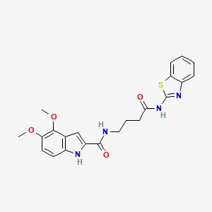 molecular formula C22H22N4O4S B11155328 N~2~-[4-(1,3-benzothiazol-2-ylamino)-4-oxobutyl]-4,5-dimethoxy-1H-indole-2-carboxamide 