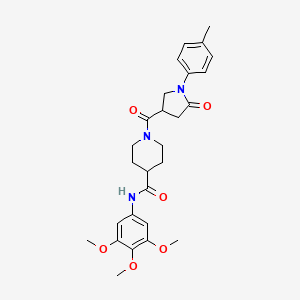 molecular formula C27H33N3O6 B11155351 1-[1-(4-methylphenyl)-5-oxopyrrolidine-3-carbonyl]-N-(3,4,5-trimethoxyphenyl)piperidine-4-carboxamide 