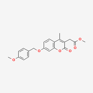 molecular formula C21H20O6 B11155379 methyl {7-[(4-methoxybenzyl)oxy]-4-methyl-2-oxo-2H-chromen-3-yl}acetate 