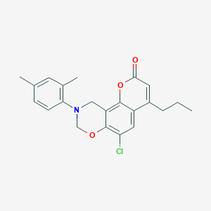 6-chloro-9-(2,4-dimethylphenyl)-4-propyl-9,10-dihydro-2H,8H-chromeno[8,7-e][1,3]oxazin-2-one